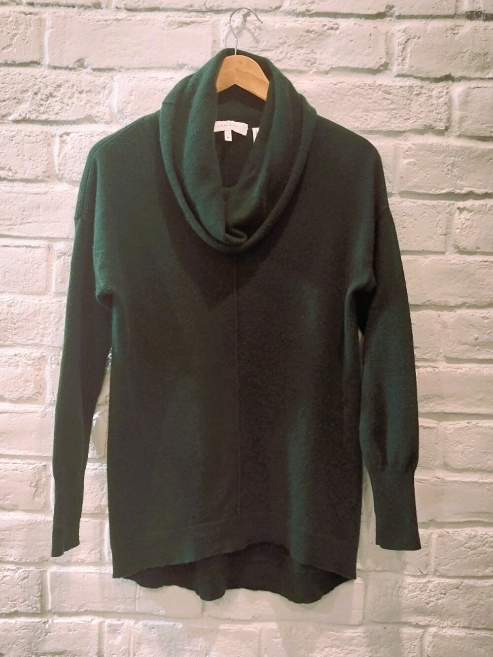 Lark & Ro Forrest Dark Green 100% Cashmere Sweater Womens M 6 Cowl Neck Pullover